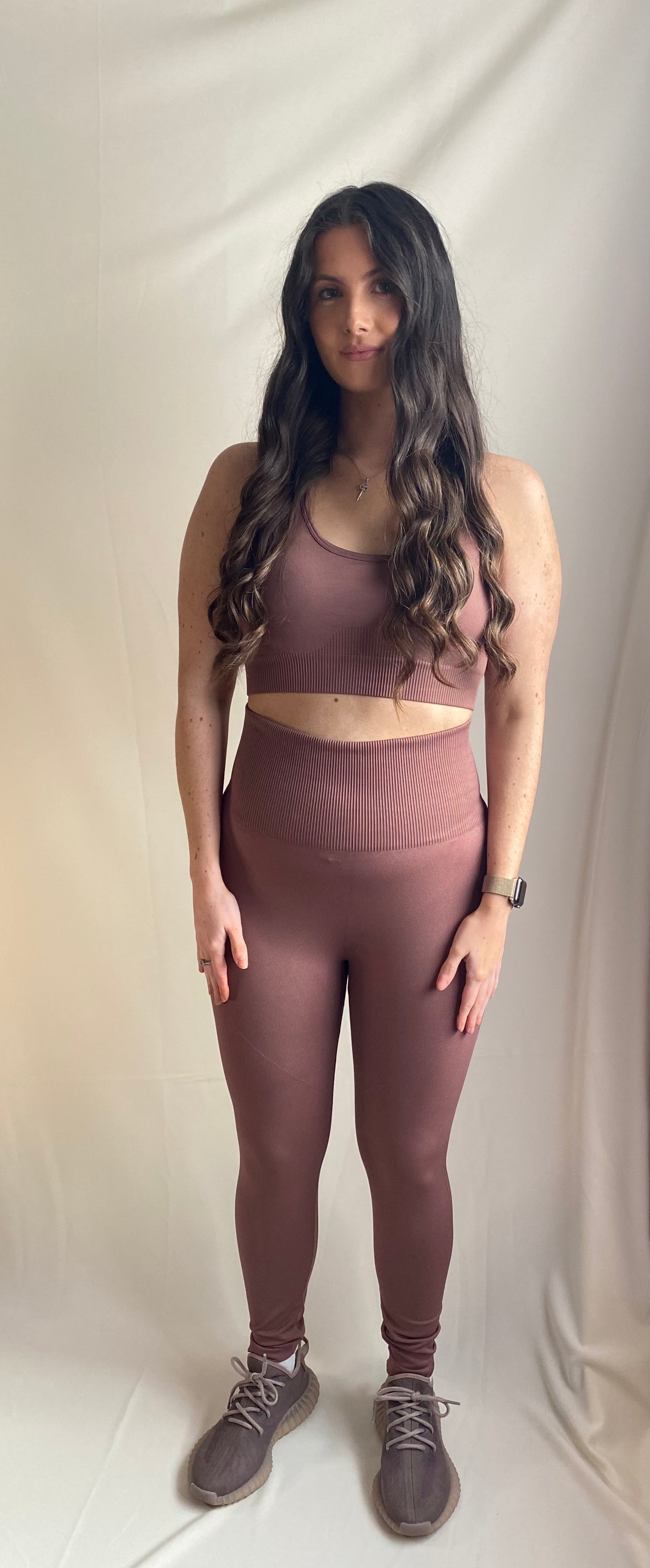 SELF-CARE SEAMLESS AND SCULPT TAUPE DESERT LEGGINGS